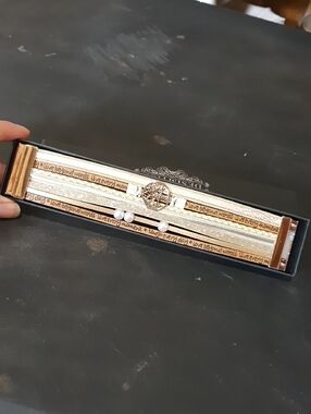 Gold Multi-Row Statement Bracelet with Script Detail